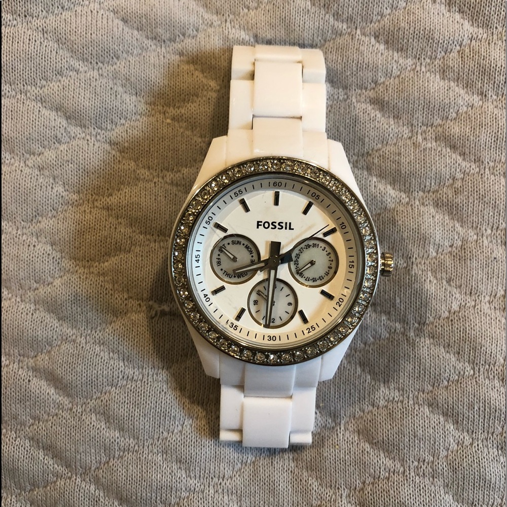 Fossil White Tri-Faced Watch